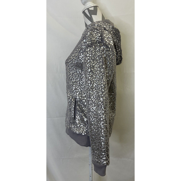 Victorias Secret PINK Limited Edition Faux Fur Foil Leopard Print Hoodie Sz Sml - Picture 2 of 11